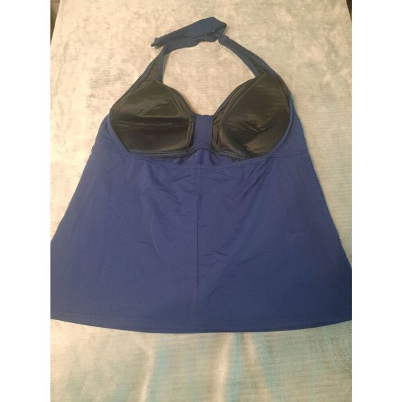 LANDS END Womens Size 12 Blue Halter Tankini Top - Picture 2 of 3